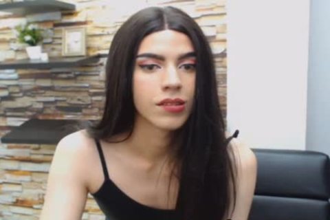 Seductive brunette tranny Hard upright penis