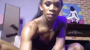 Epic black ladyboy Foot Self sucking cam By