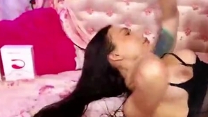large milk cans Colombian brunette hair Tattooed ladyboy In nylons Self Sucks And Jerks On webcam